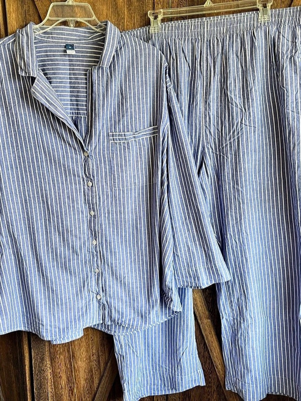 Old Navy Poplin Pajama Pant Set Blue & White Size 3X